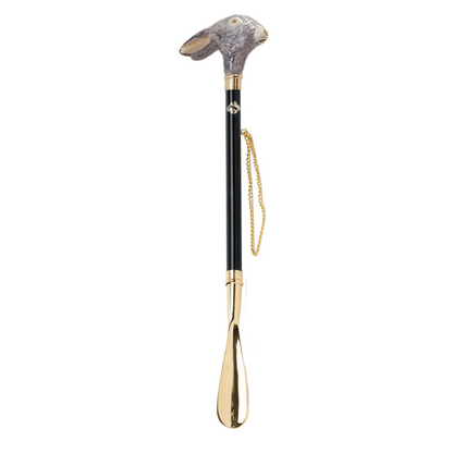 Gold Plated Shoehorn – Long Handled Rabbit Design with 24K Brass Handle