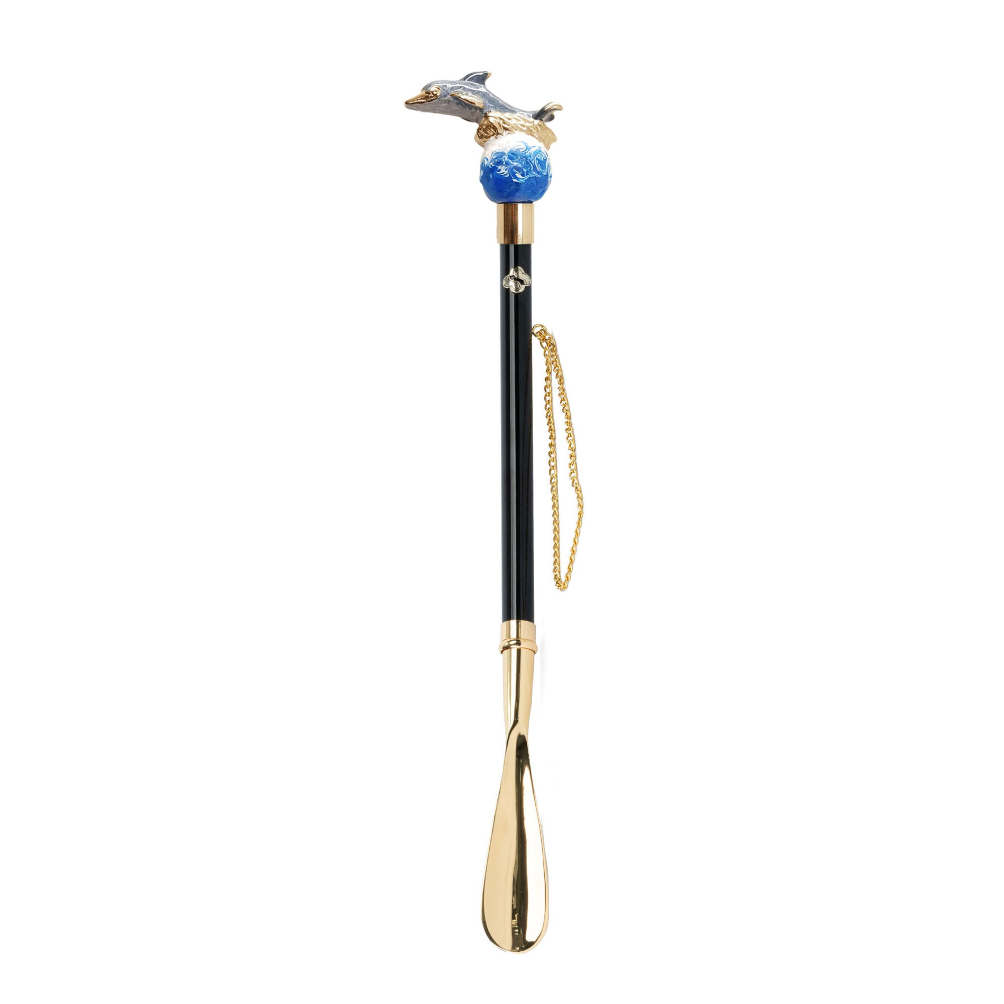 Gold Plated Shoeshorn – Elegant Long Handled Dolphin Motif with Gift Box