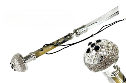 Silver Plated Shoehorn – Long Handled Italian Brass Shoe Horn with Tongue