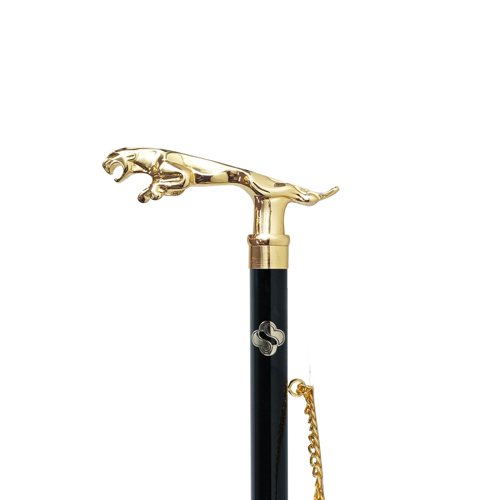 Gold Plated Shoehorn – Designer Italian Handcrafted Jaguar Walking Stick