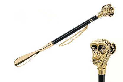 Golden Shoehorn – Handcrafted 24K Gold Plated Monkey Handle, Italian Made Gift