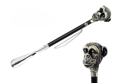 Silver Plated Shoehorn – Handcrafted Italian Monkey Handle, 925 Silver Plating Gift