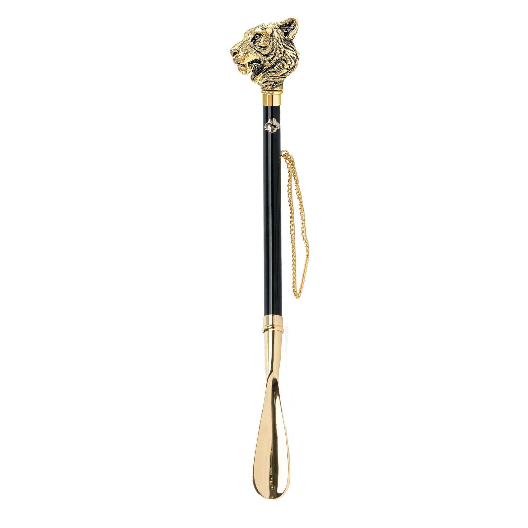 24K Gold-Plated Shoehorn – Handcrafted Tiger Handle, Italian Made Luxury Accessory
