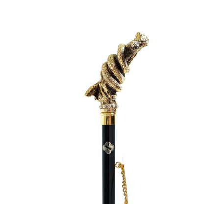24K Gold Shoehorn – Handcrafted Italian Snake Design with Crystals, Long Handle