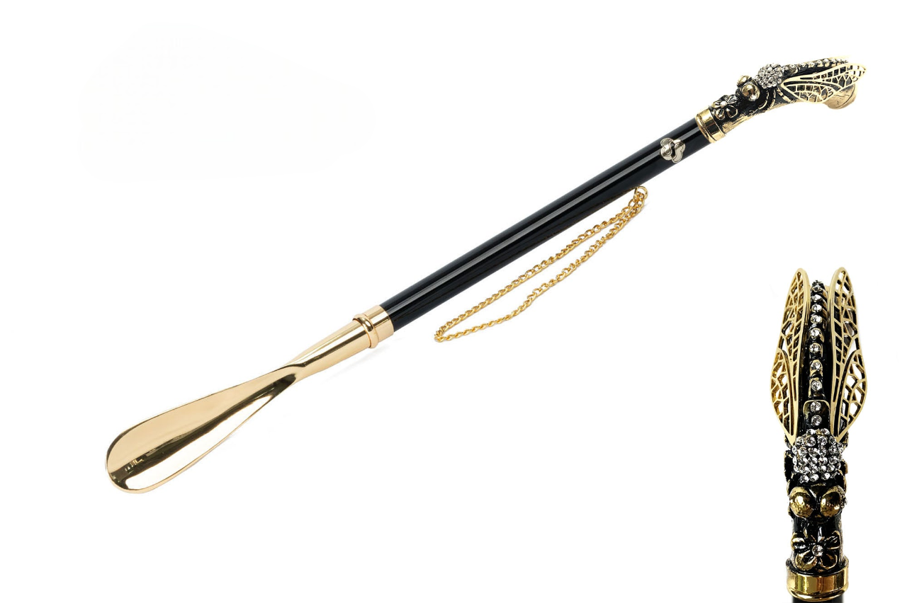 24K Gold Shoehorn – Handcrafted Italian Dragonfly Handle | Luxury Gift