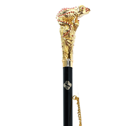 24K Gold Shoehorn – Handcrafted Italian Frog Handle with Siam Crystals, Gift Box
