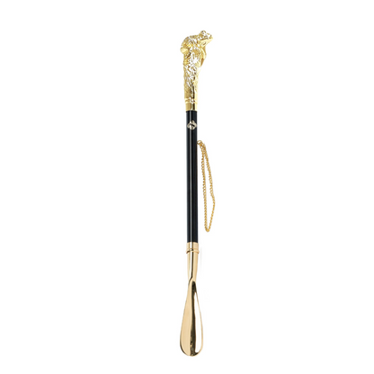 24K Gold Shoehorn – Handcrafted Italian Frog Handle With Sapphire Crystals