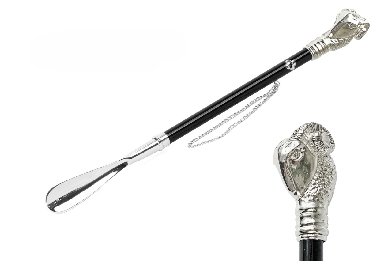 Silver Plated Shoehorn – Handcrafted Italian Aries Design with Brass Handle
