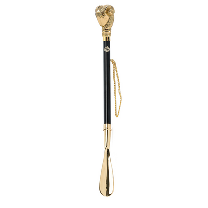 24K Gold Shoehorn – Long Handled Ram Head Handle, Handcrafted Italian Luxury Gift