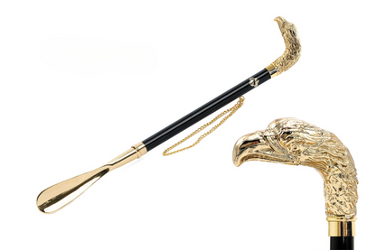 24K Gold Shoehorn – Handcrafted Italian Long-Handled Shoe Horn with Eagle Handle