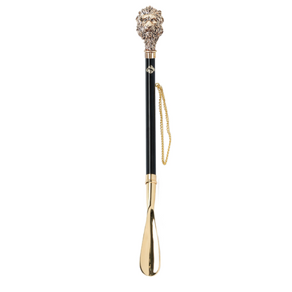 24K Gold-Plated Shoehorn – Handcrafted Lion Handle, Long Handled Luxury Gift Box