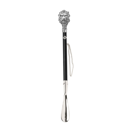 Silver Plated Shoehorn – Long Handled Lion Handle Shoe Horn Gift Box