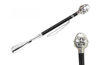 Handcrafted Italian Shoehorn – Long-Handled Silver Plated Brass Tool 53 cm