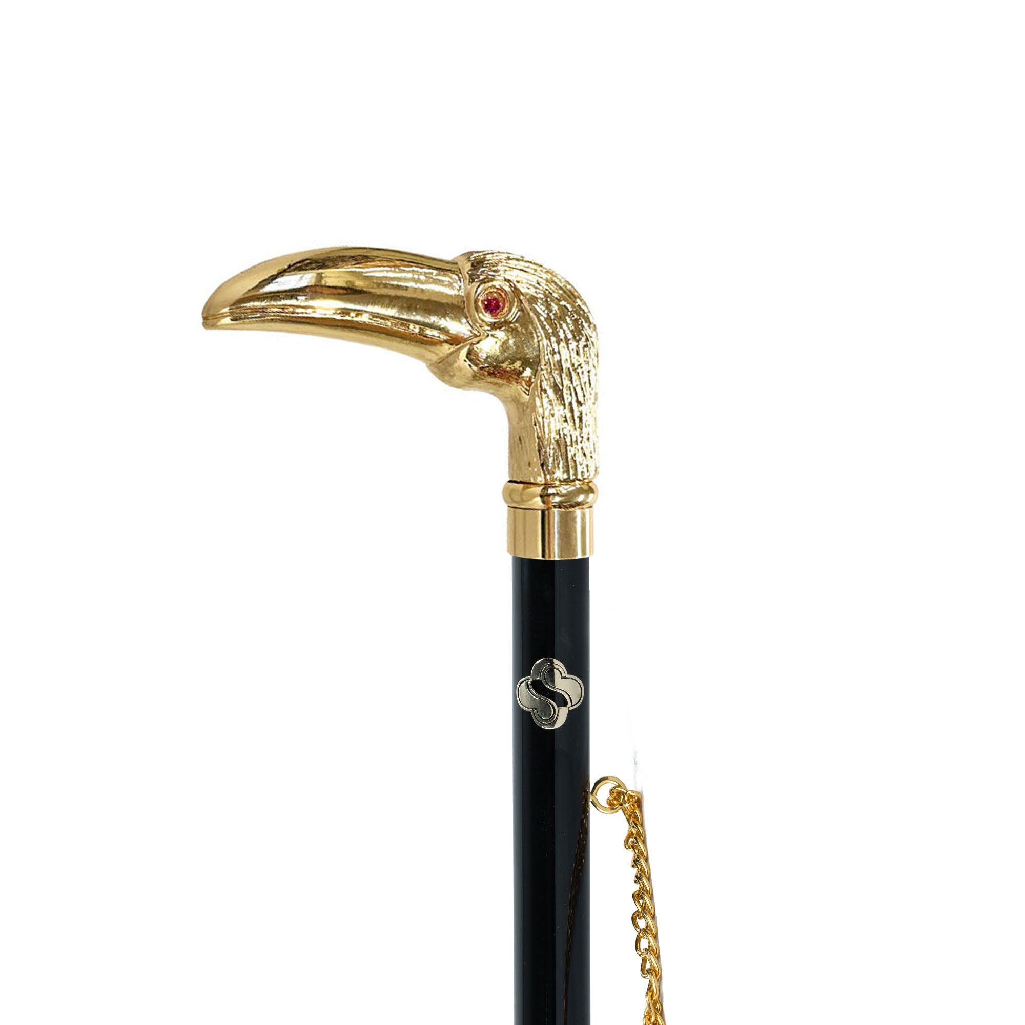 24K Gold Shoehorn – Handcrafted Long Handle with Tropical Toucan Design