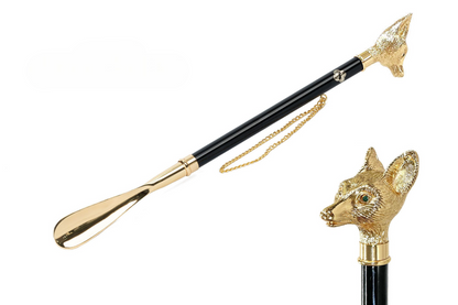 Gold Plated Shoehorn With Hand-Painted Fox Handle – Luxury 24K Designer Gift