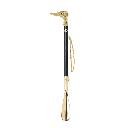24K Gold Shoehorn | Elegant Handcrafted Italian Brass Shoe Horn with Unique Duck Handle Design