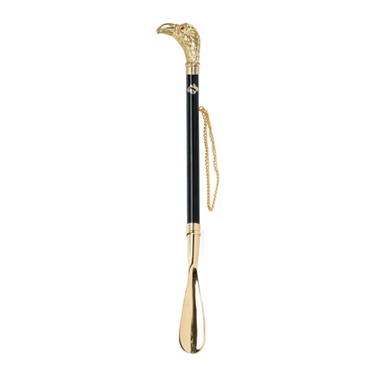 Italian Luxury Shoehorn – Handcrafted Gold Plated Bird of Prey Handle, 53cm