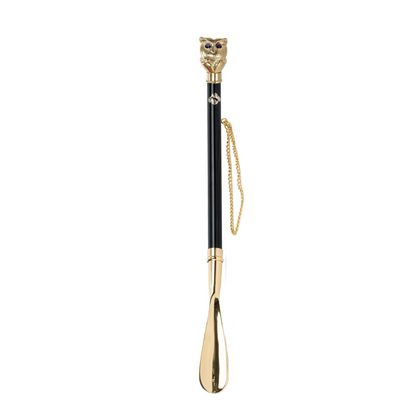 Gold Plated Shoehorn – Handcrafted Italian Owl Handle, Luxury 24K Brass Gift