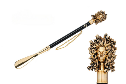 Gold Plated Shoehorn – Handmade Italian Luxury Accessory With Medusa Handle