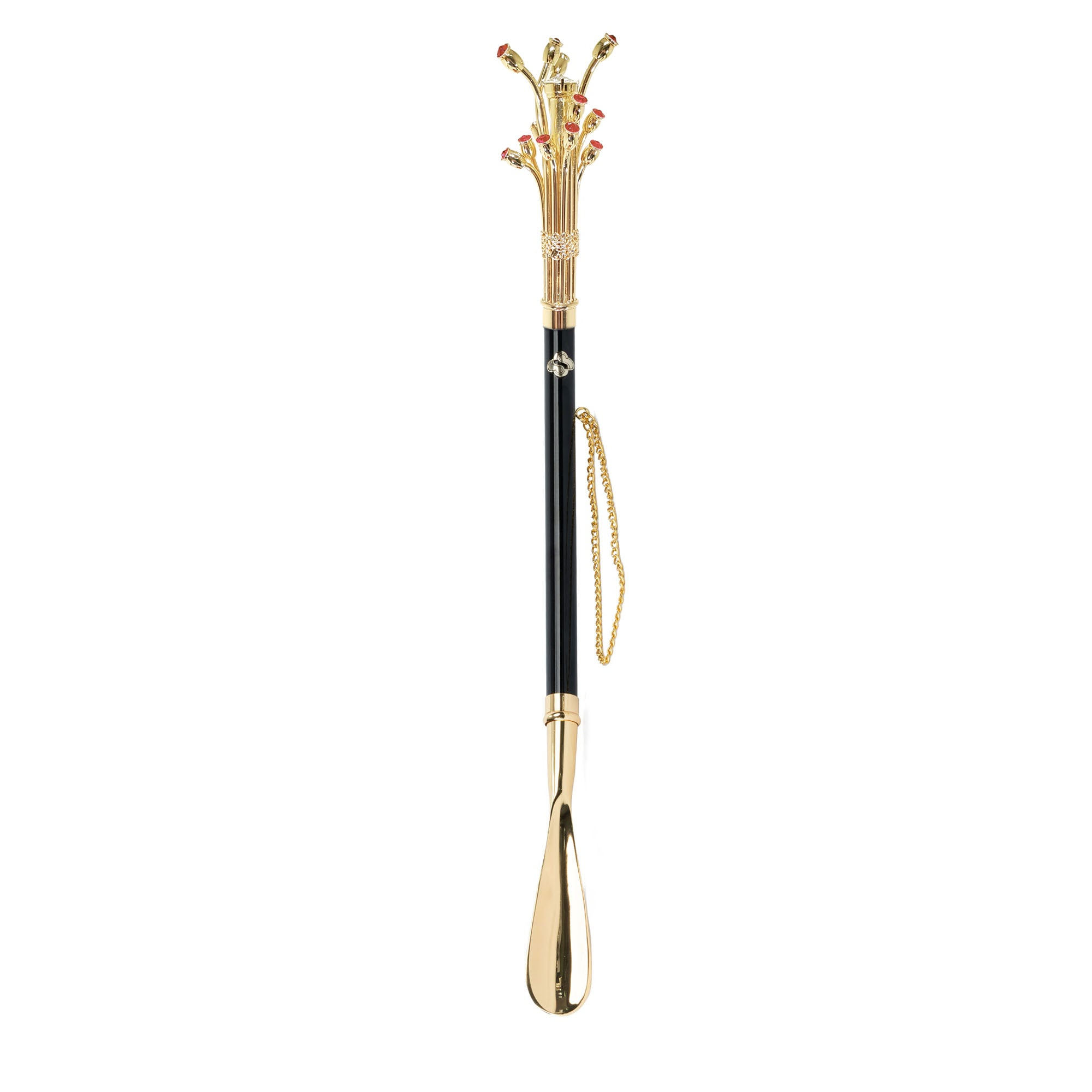Handmade Crystal Shoehorn – Long Handled Gold Plated Brass Handle with Crystals