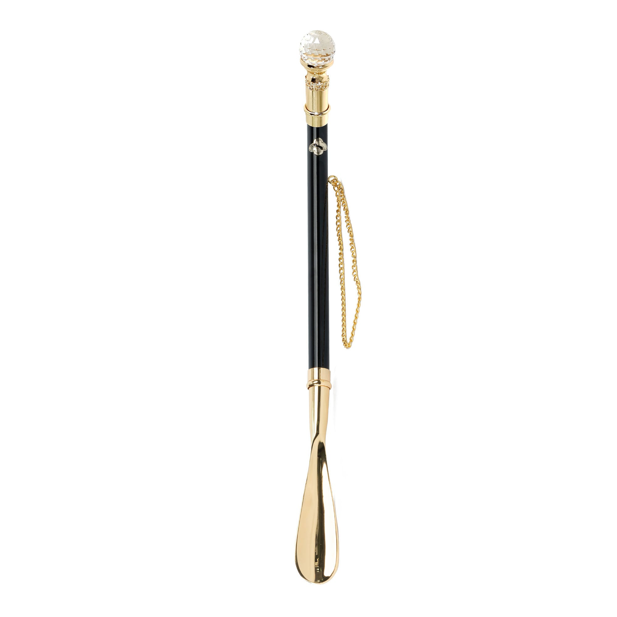 Italian Artisan Shoehorn – Long Handled Luxury 24K Gold & Crystal Handle Gift Box