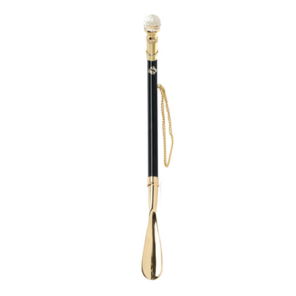 Italian Artisan Shoehorn – Long Handled Luxury 24K Gold & Crystal Handle Gift Box