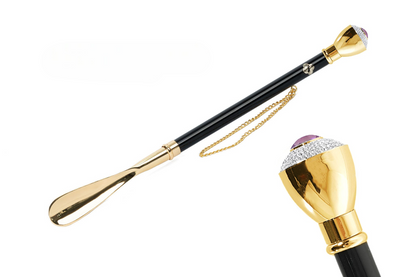 24K Gold Plated Shoehorn – Handmade Italian Luxury Shoe Horn with Crystals