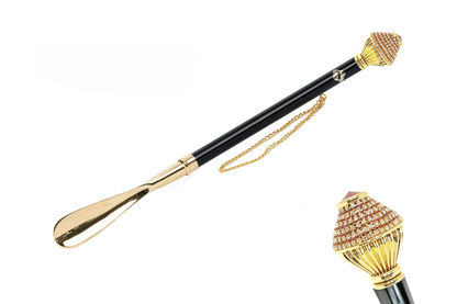 24K Gold Shoehorn – Long Handled, Handcrafted Italian Design with Crystals