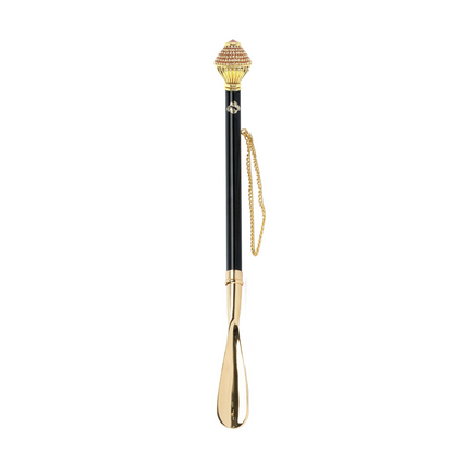 24K Gold Shoehorn – Long Handled, Handcrafted Italian Design with Crystals