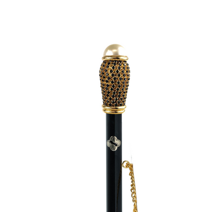 24K Gold Shoehorn – Handcrafted Long-Handled Brass Shoe Horn with Jet Crystals
