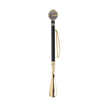 Luxury Italian Shoehorn – Handmade 24K Gold Plated Brass with Sapphire Crystal Handle