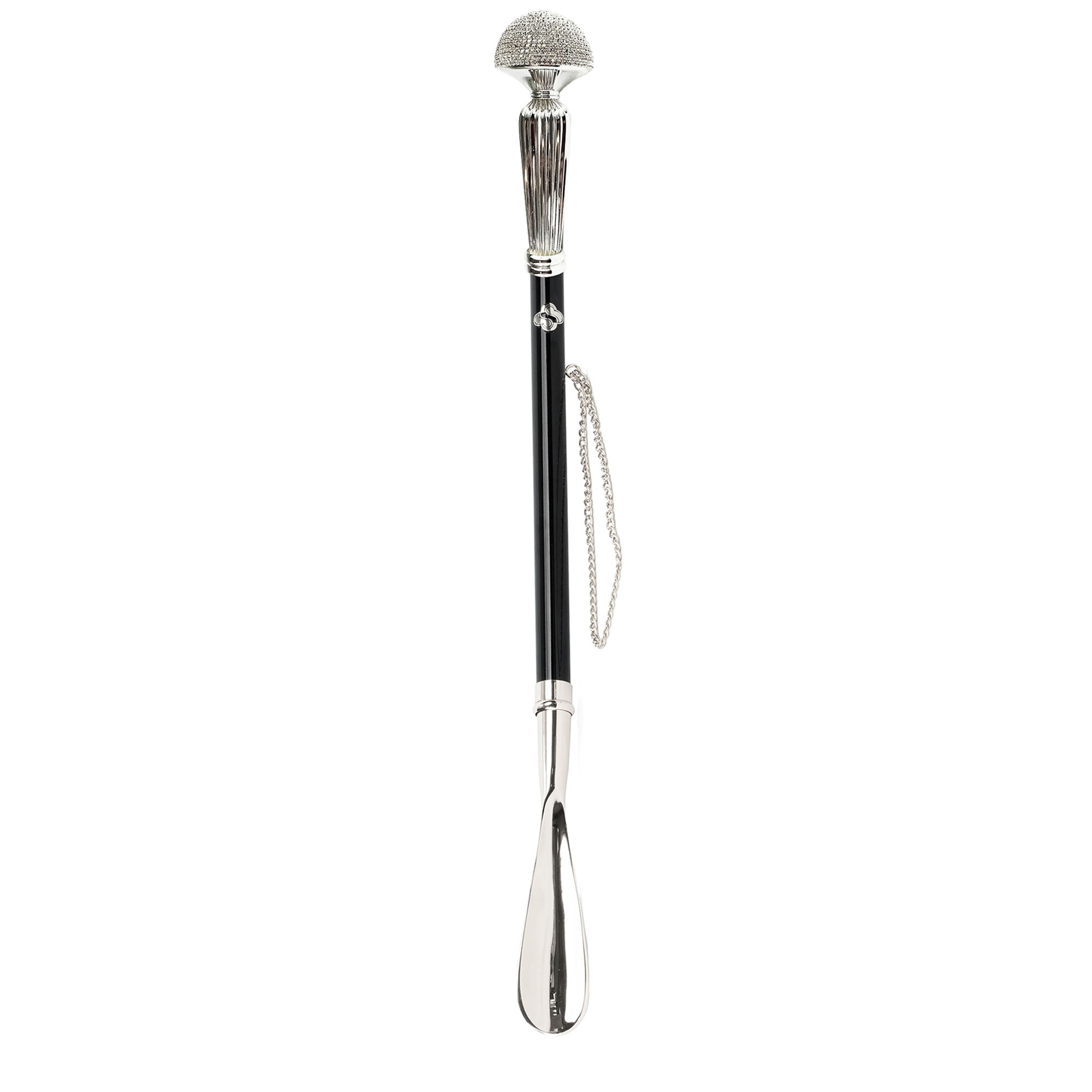 Elegant Shoehorn – Handcrafted Italian Long Handled Silver Plated with Crystal Knob