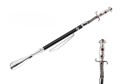 Silver Plated Shoehorn - Handmade Italian Long Handle 925 Brass Gift Box