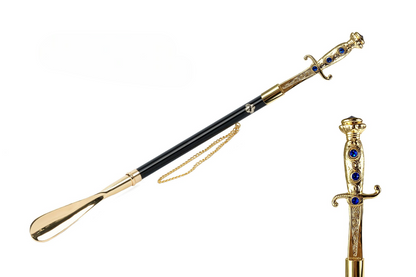 24K Gold Plated Shoehorn – Italian Handmade Long Handle Brass Footwear Aid