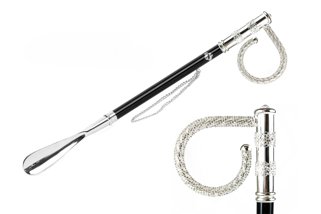 Silver Plated Shoehorn - Handmade Italian 53cm Long Handle in Brass