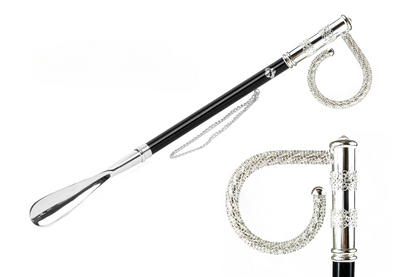 Silver Plated Shoehorn - Handmade Italian 53cm Long Handle in Brass