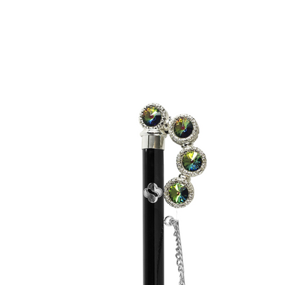 Silver Plated Shoehorn - Handcrafted Long Handle with Multicolor Crystals, Gift Box