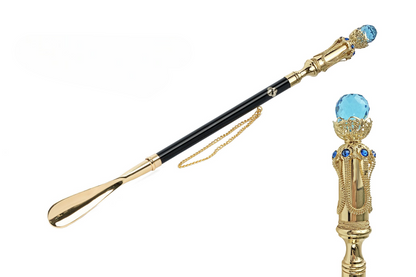 Handcrafted Crystal Shoehorn – Italian 24K Gold Plated Brass Handle Gift