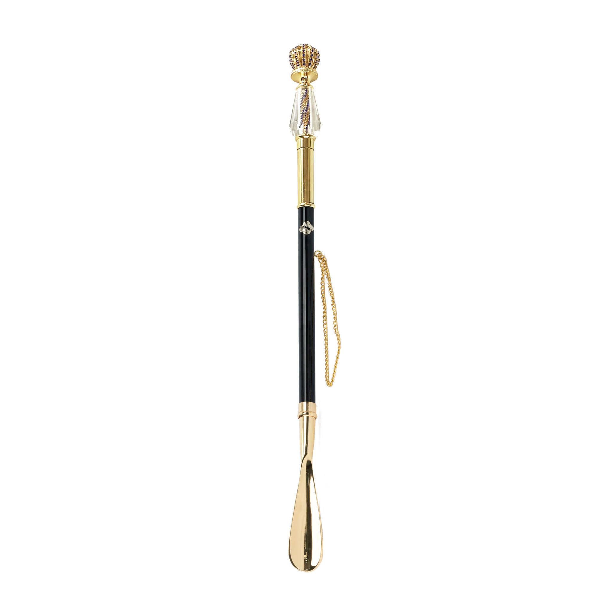 24K Gold Shoehorn | Luxury Long Handled Italian Shoehorn with Crystals