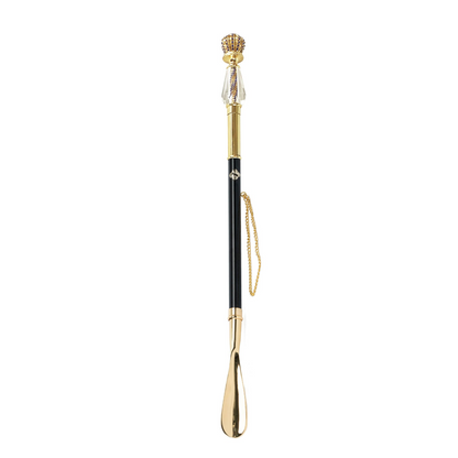 24K Gold Shoehorn | Luxury Long Handled Italian Shoehorn with Crystals