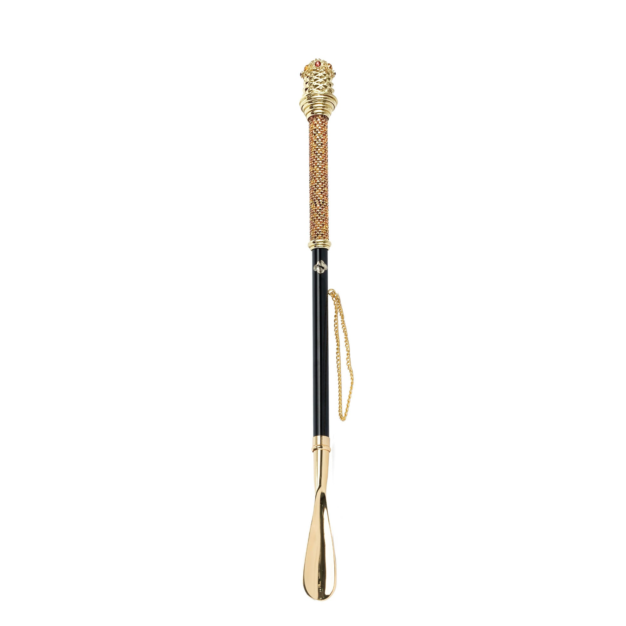 Luxury Shoehorn | Handcrafted Long Handled Gold Plated Shoehorn with Crystals