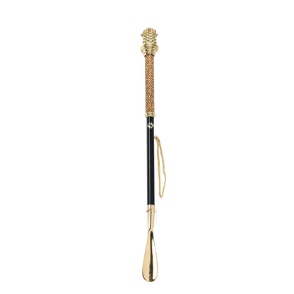 Luxury Shoehorn | Handcrafted Long Handled Gold Plated Shoehorn with Crystals