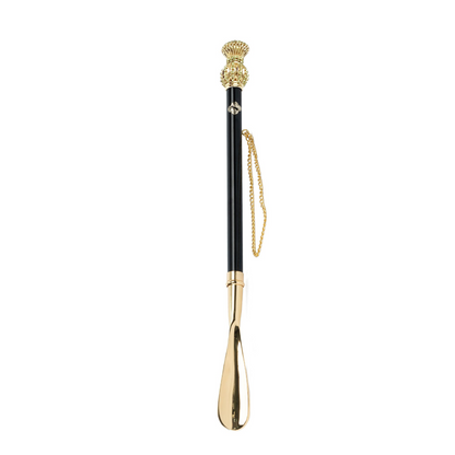 24K Gold Plated Shoehorn – Handcrafted Italian Crystal Handle, Long Ergonomic Design