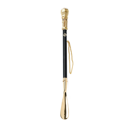 Gold Plated Shoehorn – Handmade Italian Tower Handle, Luxury Brass Design