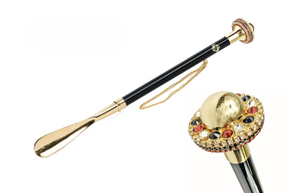Crystal Shoehorn – Handcrafted Italian Long Handled Gold Plated Accessory