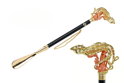 Gold Plated Shoehorn – Handcrafted Italian Brass Tool with Octopus Tentacle Handle