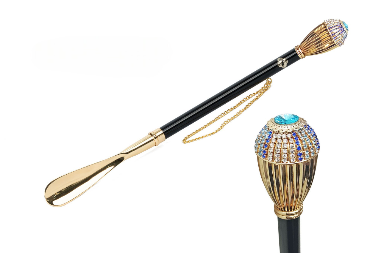 Crystal Encrusted Shoehorn – 24K Gold Handle Luxury Italian Handcrafted Gift