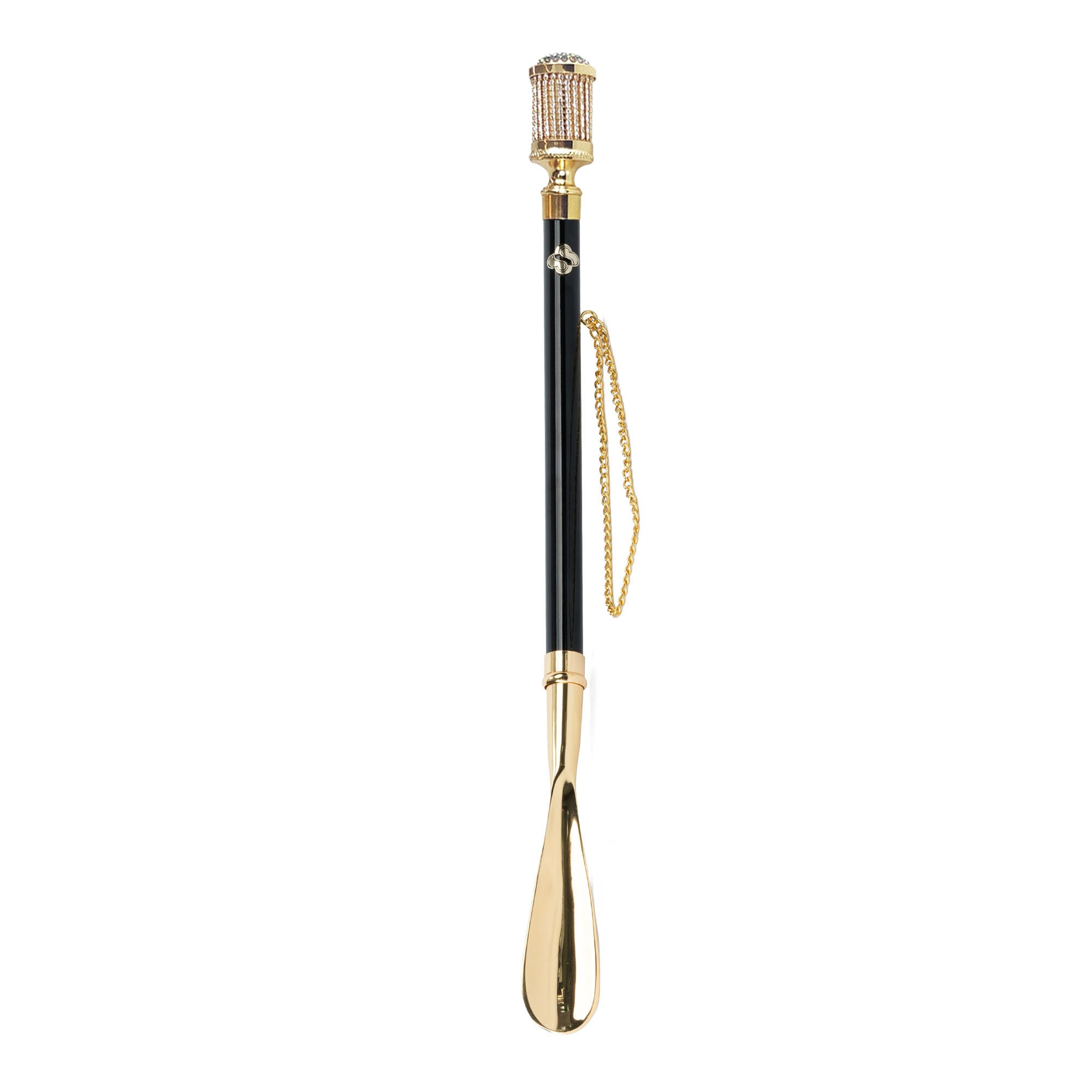 Italian Shoehorn – Luxury Gold Plated Long Handled Shoe Horn with Crystal Handle
