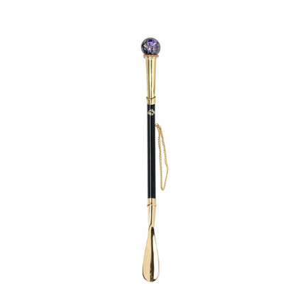 Amethyst Shoehorn – Handcrafted 24K Gold Plated Long Handle with Crystal Sphere