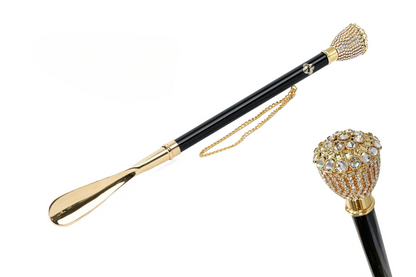 Italian Crystal Shoehorn – Handmade 24K Gold Plated Luxury Long Handle Accessory